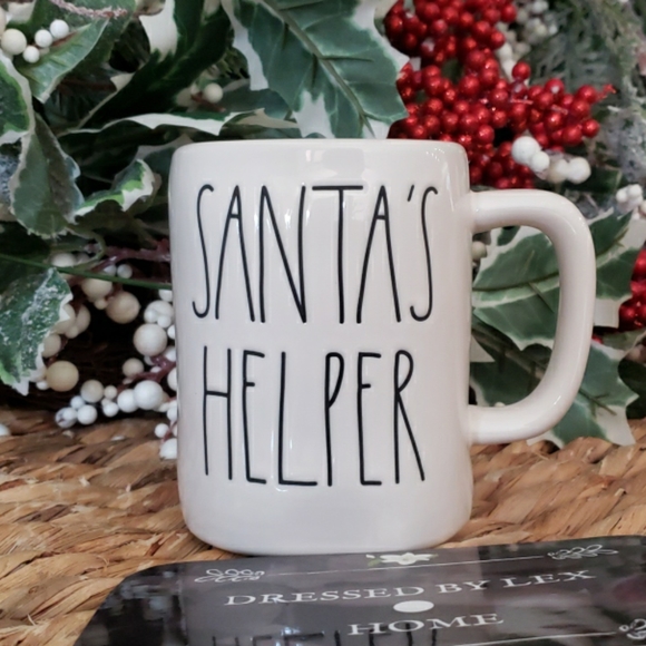 NWT HTF Rae Dunn SANTA'S HELPER Mug Red Inside - Picture 2 of 3